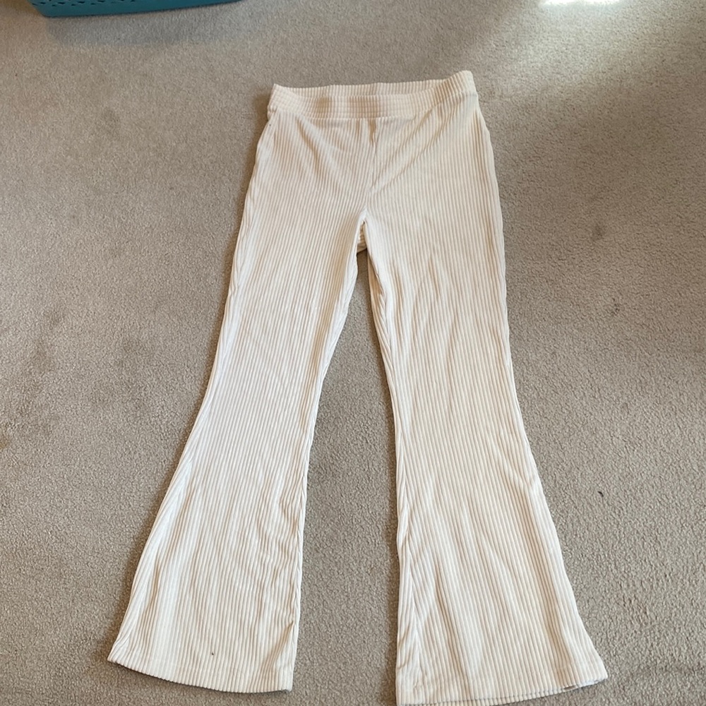 Cream colored flare lounge pants